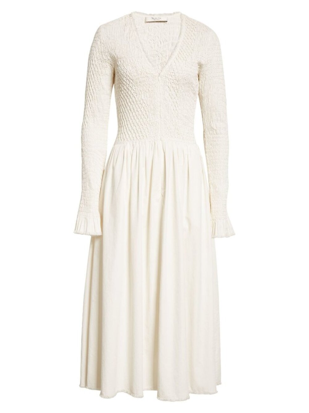 🆕SEA NEW YORK Casey Smocked Long Sleeve Midi Dress White 10 - Picture 6 of 16